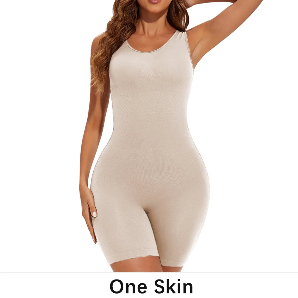 POKARLA Sexy Bodysuits Full Coverage Shapewear Thigh Slim Body Suit Wide Shoulder Body Shaper Jumpsuit Seamless Shapers Slimmer