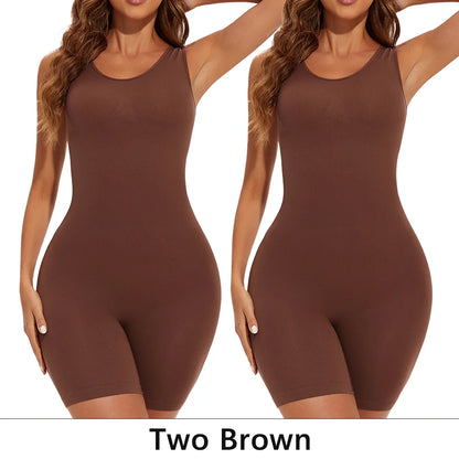 POKARLA Sexy Bodysuits Full Coverage Shapewear Thigh Slim Body Suit Wide Shoulder Body Shaper Jumpsuit Seamless Shapers Slimmer