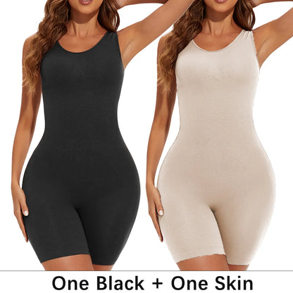 POKARLA Sexy Bodysuits Full Coverage Shapewear Thigh Slim Body Suit Wide Shoulder Body Shaper Jumpsuit Seamless Shapers Slimmer