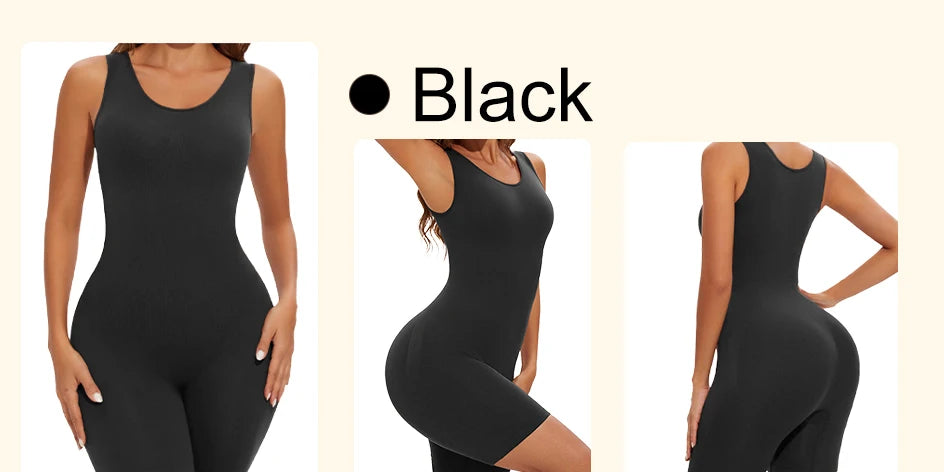 POKARLA Sexy Bodysuits Full Coverage Shapewear Thigh Slim Body Suit Wide Shoulder Body Shaper Jumpsuit Seamless Shapers Slimmer