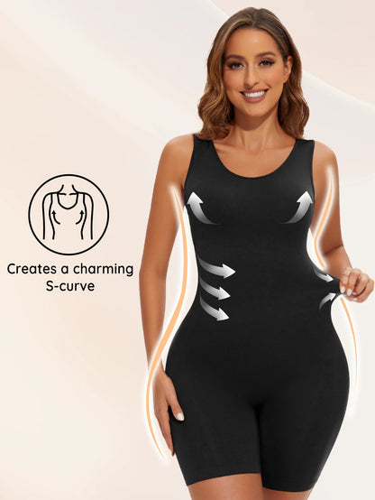 POKARLA Sexy Bodysuits Full Coverage Shapewear Thigh Slim Body Suit Wide Shoulder Body Shaper Jumpsuit Seamless Shapers Slimmer