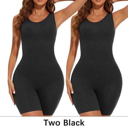 POKARLA Sexy Bodysuits Full Coverage Shapewear Thigh Slim Body Suit Wide Shoulder Body Shaper Jumpsuit Seamless Shapers Slimmer