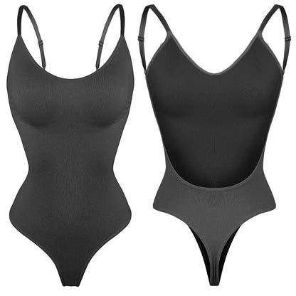 MISSMOLY Womens Backless Bodysuits Shapewear Thong Seamless Tummy Control Butt Lifter Body Shaper Corset Slimming Camisole Tops