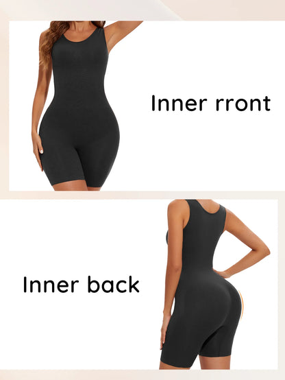 POKARLA Sexy Bodysuits Full Coverage Shapewear Thigh Slim Body Suit Wide Shoulder Body Shaper Jumpsuit Seamless Shapers Slimmer