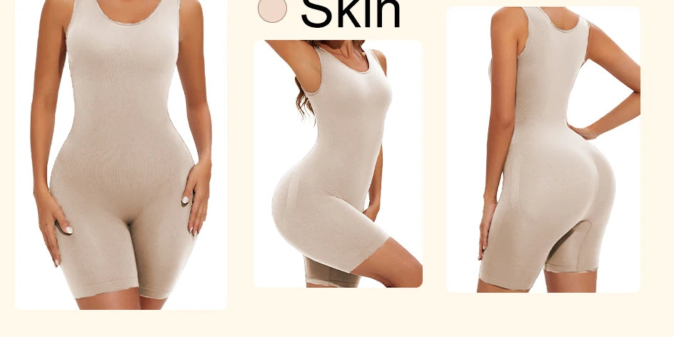 POKARLA Sexy Bodysuits Full Coverage Shapewear Thigh Slim Body Suit Wide Shoulder Body Shaper Jumpsuit Seamless Shapers Slimmer