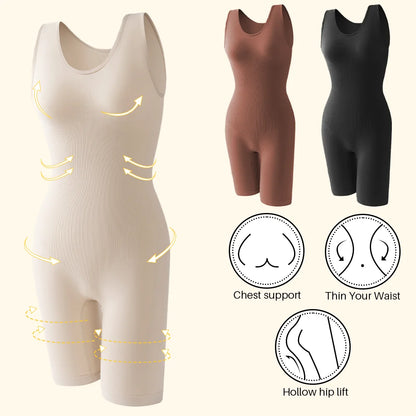 POKARLA Sexy Bodysuits Full Coverage Shapewear Thigh Slim Body Suit Wide Shoulder Body Shaper Jumpsuit Seamless Shapers Slimmer