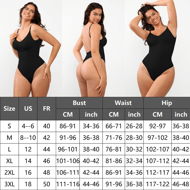 MISSMOLY Womens Backless Bodysuits Shapewear Thong Seamless Tummy Control Butt Lifter Body Shaper Corset Slimming Camisole Tops