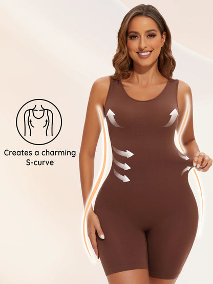 POKARLA Sexy Bodysuits Full Coverage Shapewear Thigh Slim Body Suit Wide Shoulder Body Shaper Jumpsuit Seamless Shapers Slimmer