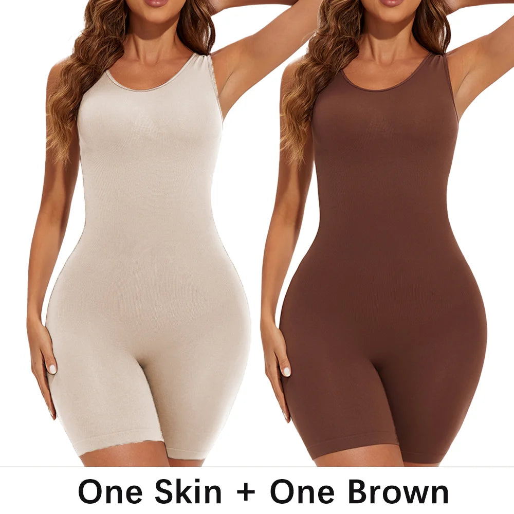 POKARLA Sexy Bodysuits Full Coverage Shapewear Thigh Slim Body Suit Wide Shoulder Body Shaper Jumpsuit Seamless Shapers Slimmer