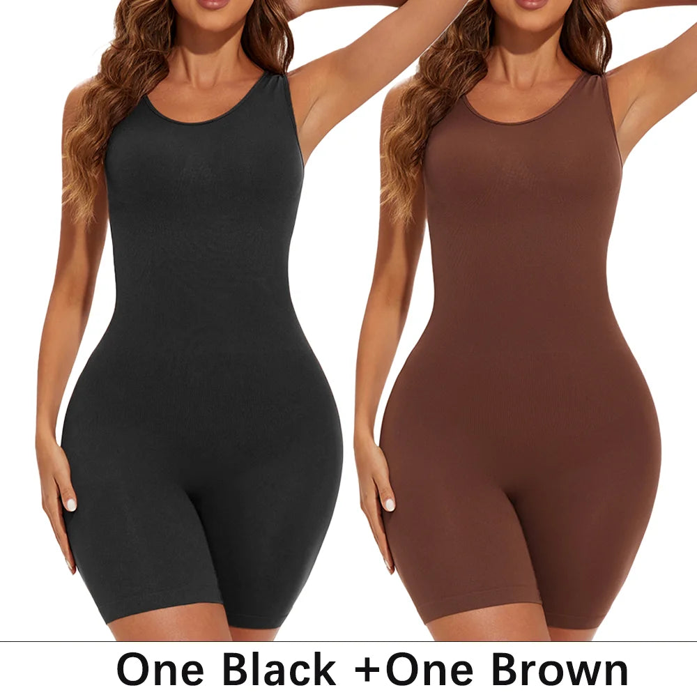 POKARLA Sexy Bodysuits Full Coverage Shapewear Thigh Slim Body Suit Wide Shoulder Body Shaper Jumpsuit Seamless Shapers Slimmer